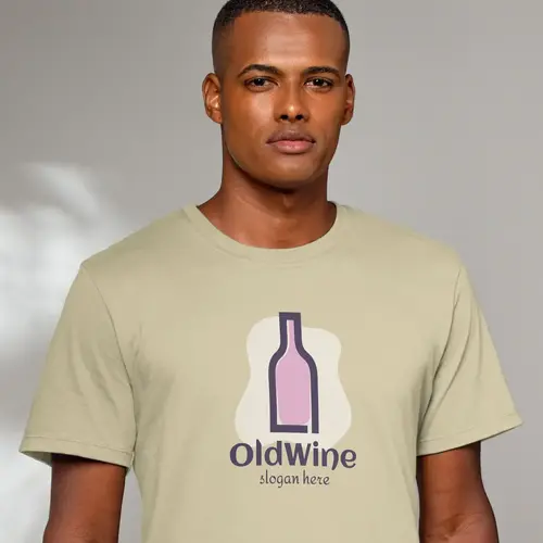 T-shirt Wine Bottle Logo Mockup