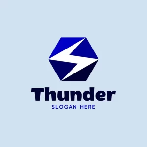 Thunder and Hexagon Logo