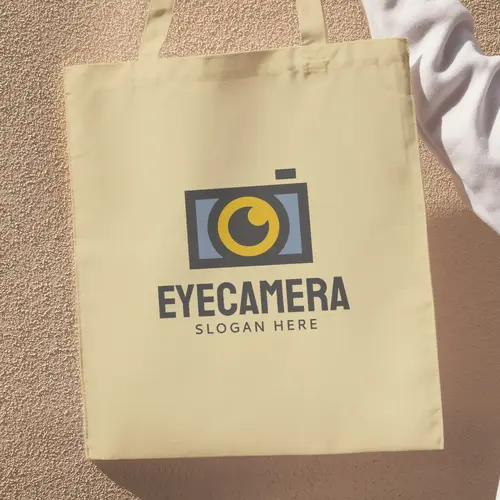 Tote Bag Free Camera and Eye Logo Mockup