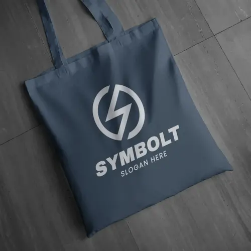 Tote Bag Free Letter S and Electric Symbol Logo Mockup