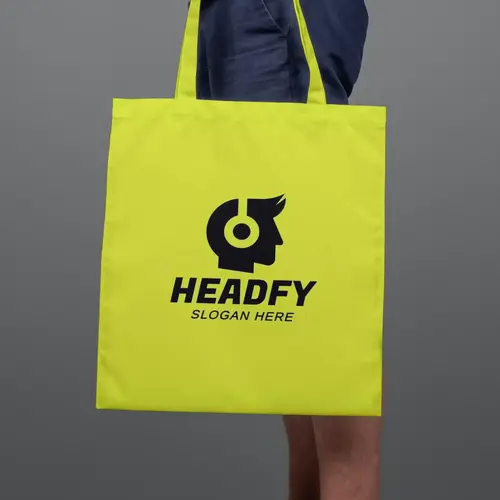 Tote Bag Head and Headphone Logo Mockup