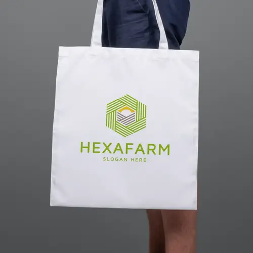 Tote Bag Hexagonal Agricultural Crop Logo Mockup