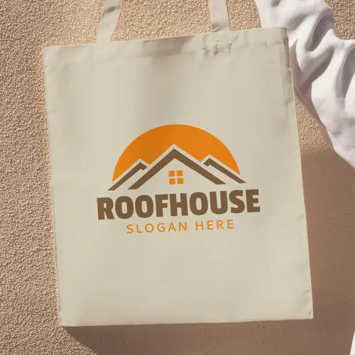 Tote Bag House Roof and Real Estate Logo Mockup