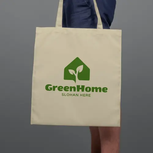 Tote Bag Plant and House Logo Mockup