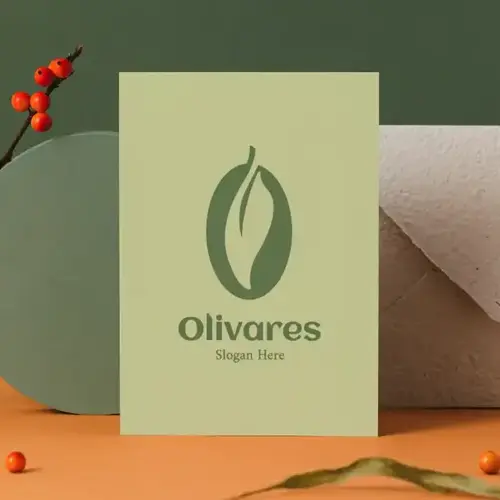 Card Olive and Letter O Logo Mockup