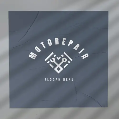 Poster Motor Repair and Mechanic Shop Logo Mockup