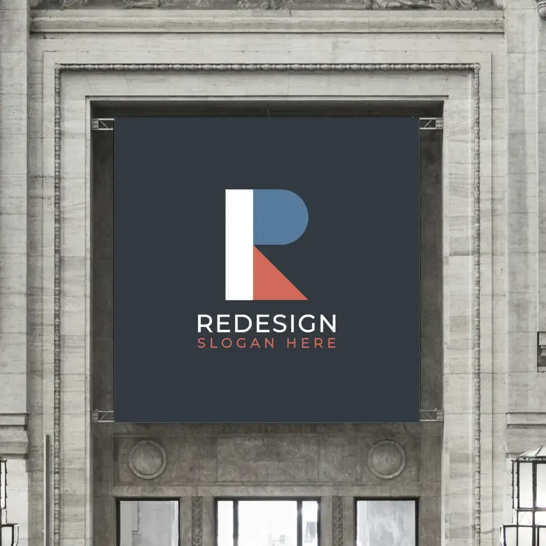 Sign Abstract and Geometric Letter R Logo Mockup