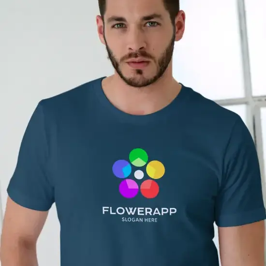 T-shirt Flower Abstract Flower and Pentagon Logo Mockup