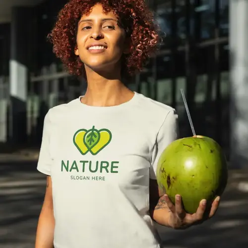 T-shirt Green Leaf and Heart Logo Mockup