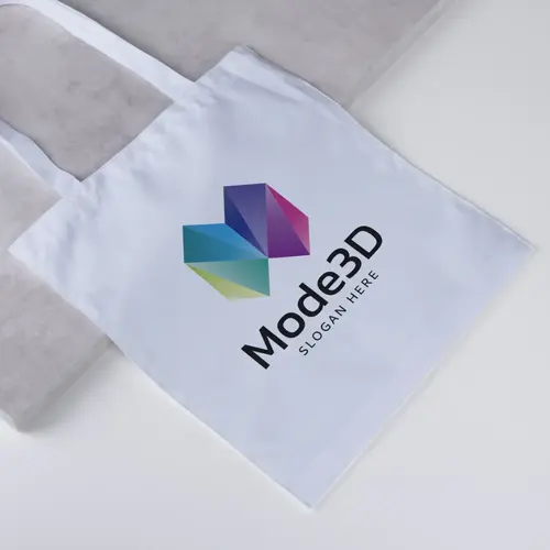 Tote Bag Abstract and 3D Letter M Logo Mockup