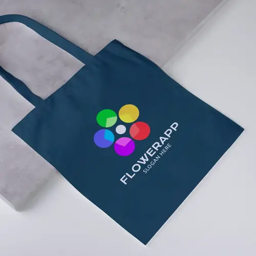 Tote Bag Flower Abstract Flower and Pentagon Logo Mockup