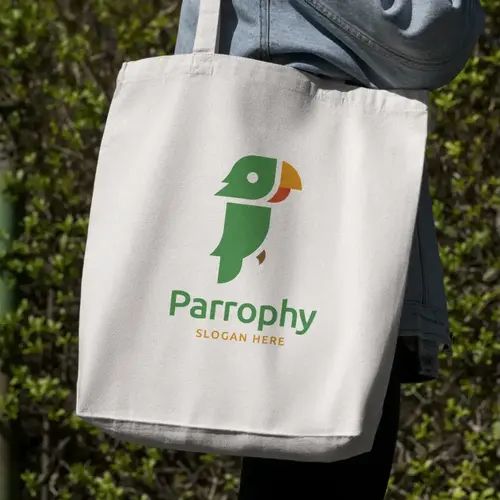 Tote Bag Free Geometric Parrot Logo Mockup