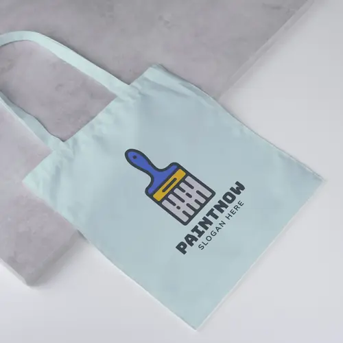 Tote Bag Free Paint and Brush Service Logo Mockup