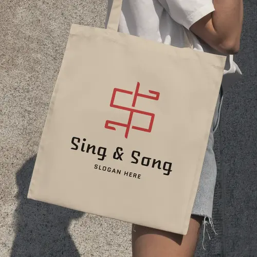 Tote Bag Letter S and Oriental Symbol Logo Mockup