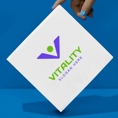 Box Wellness and Letter V Logo Mockup