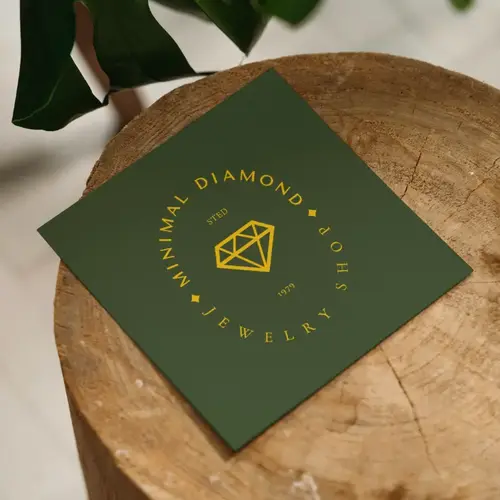 Card Free Minimalist Diamond and Jewelry Logo Mockup