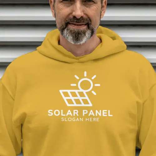 Hoodie Free Screen and Solar Energy Logo Mockup