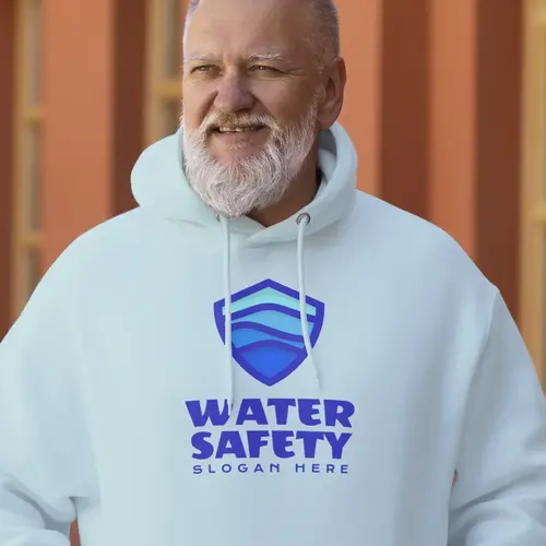 Hoodie Shield and Water Safety Logo Mockup