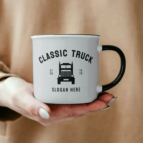 Mug Free Classic Truck Logo Mockup