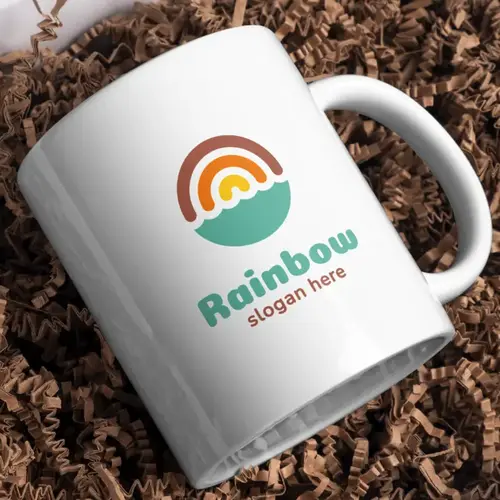 Mug Rainbow and Sea Logo Mockup