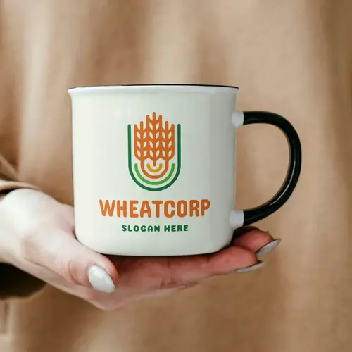 Mug Wheat Agricultural Logo Mockup