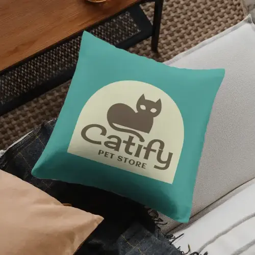 Pillow Free Cat and Pet Shop Logo Mockup