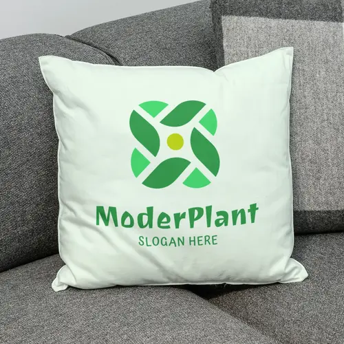 Pillow Free Symbol and Modern Plant Logo Mockup