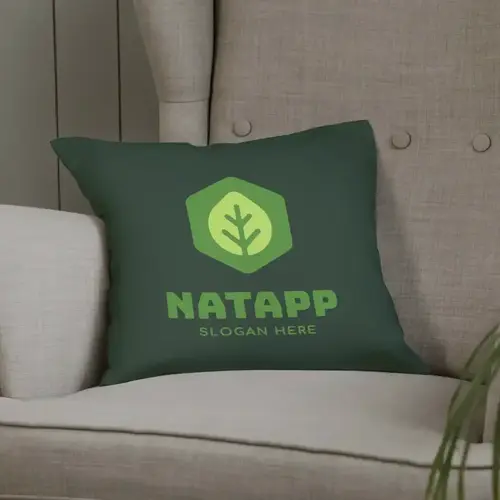 Pillow Hexagon and Leaf Logo Mockup