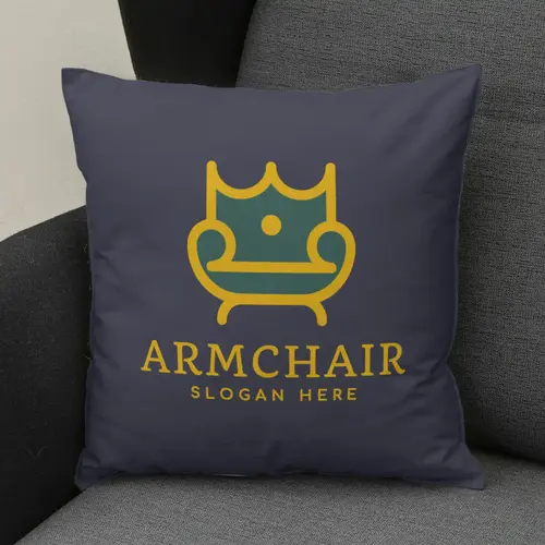 Pillow Royal Armchair and Throne Logo Mockup