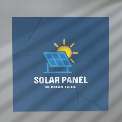 Poster Sign Free Screen and Solar Energy Logo Mockup