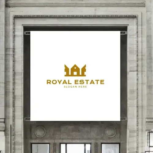 Sign Crown And Houses Logo Mockup