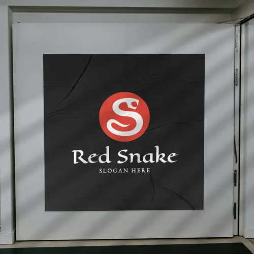 Sign Poster Snake and Letter S Logo Mockup