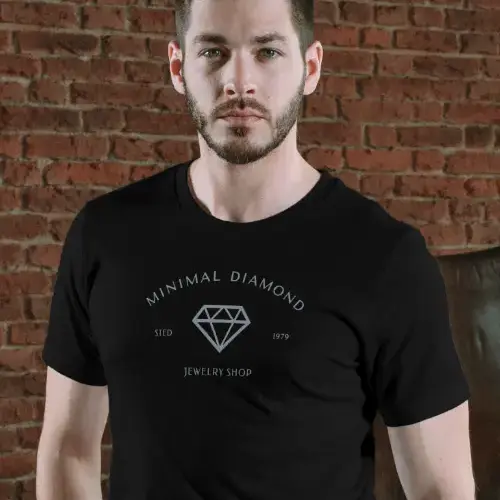 T-shirt Free Minimalist Diamond and Jewelry Logo Mockup