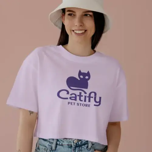 T-shirt Free Cat and Pet Shop Logo Mockup