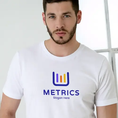 T-shirt Free Letter M Logo and Statistics Mockup