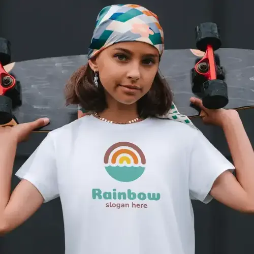 T-shirt Rainbow and Sea Logo Mockup