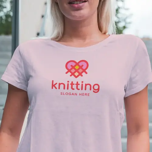 T-shirt Textile Fabric and Heart Logo Mockup