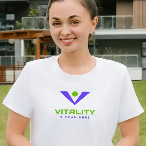 T-shirt Wellness and Letter V Logo Mockup