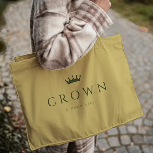 Tote Bag Free Elegant and Luxurious Crown Logo Mockup