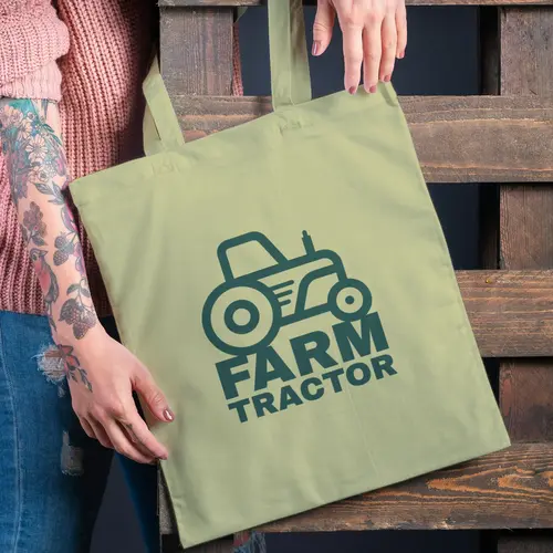Tote Bag Free Farm Tractor Logo Mockup
