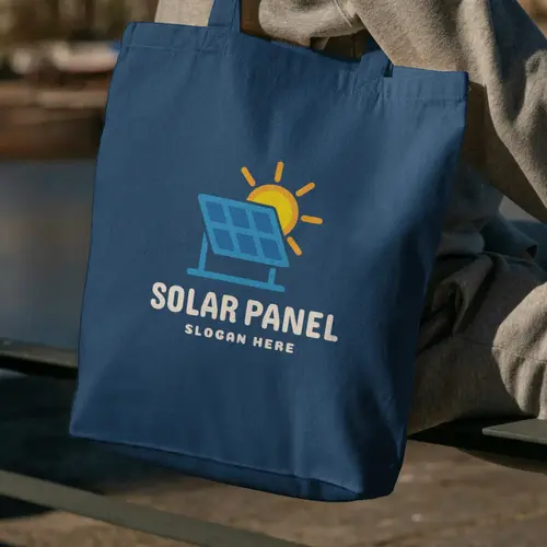 Tote Bag Free Screen and Solar Energy Logo Mockup