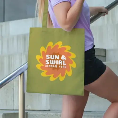 Tote Bag Free Sun and Swirl Logo Mockup