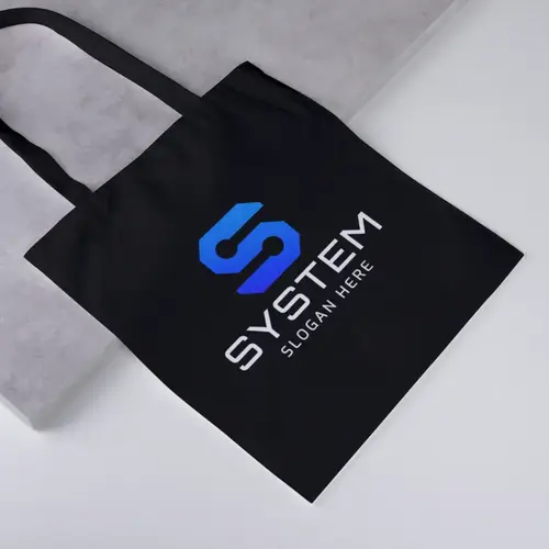 Tote Bag Geometric and Technological Letter S Logo Mockup