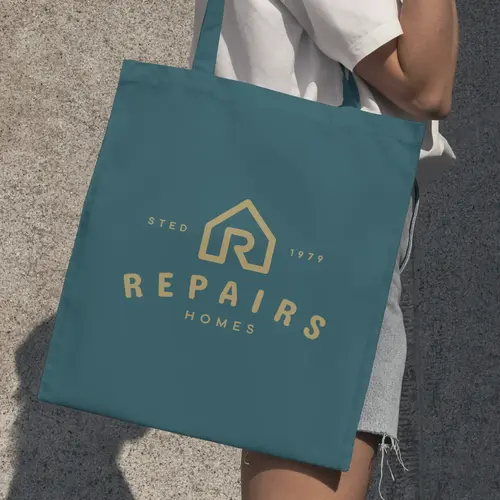 Tote Bag Home Repair and Renovation Logo Mockup