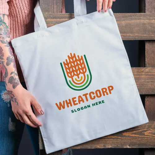 Tote Bag Wheat Agricultural Logo Mockup