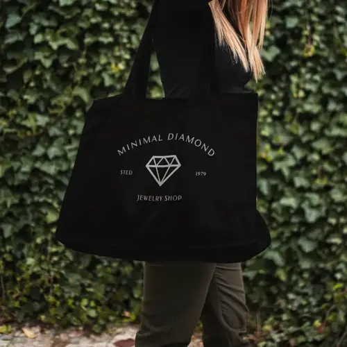 Tote Bag Free Minimalist Diamond and Jewelry Logo Mockup