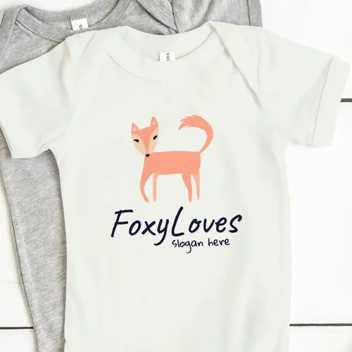 Baby Dress Free Hand Drawn Fox Logo Mockup