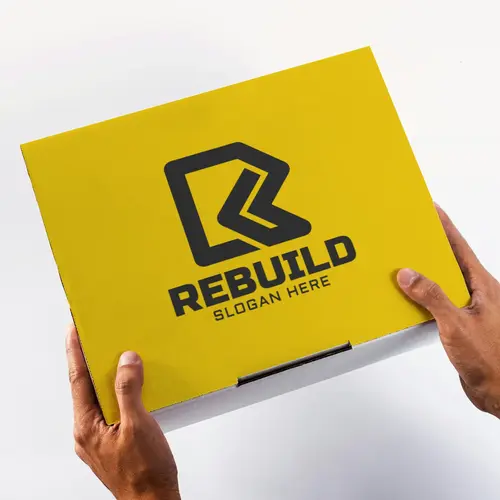 Box Letter R and Construction Logo Mockup