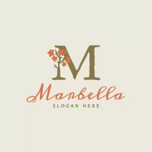 Floral plant and letter M