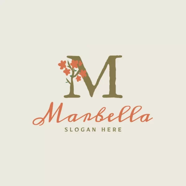 Floral plant and letter M